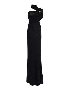 Christopher Esber Bezel Quartz Halter Dress in Black